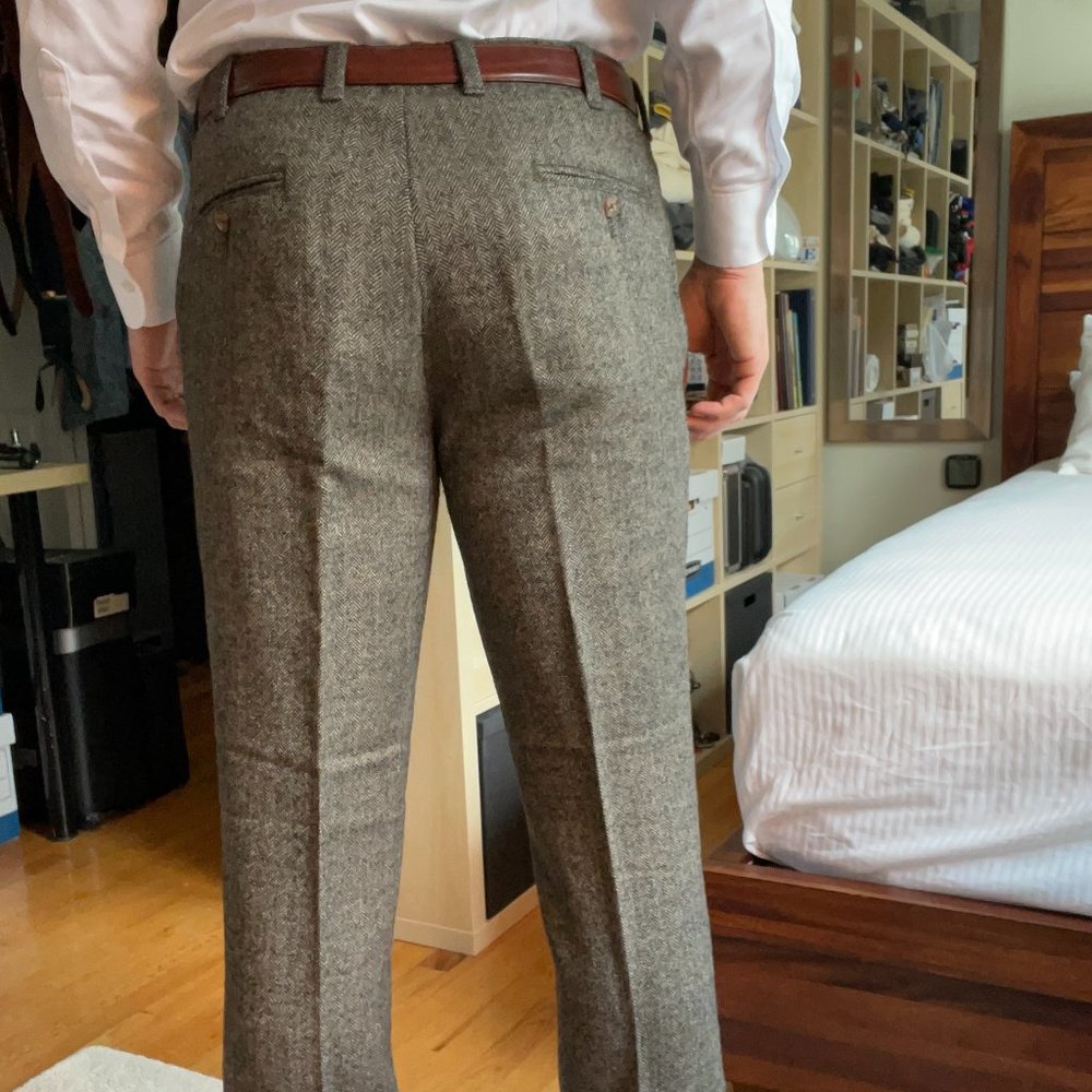 Tweed herringbone wool trousers/dress pants by Black Brown 1826